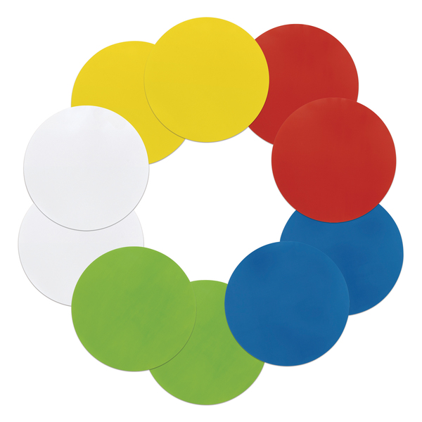 Pacon Self-Stick Dry Erase Circles, 5 Assorted Colors, 10in, PK 10 PAC9012